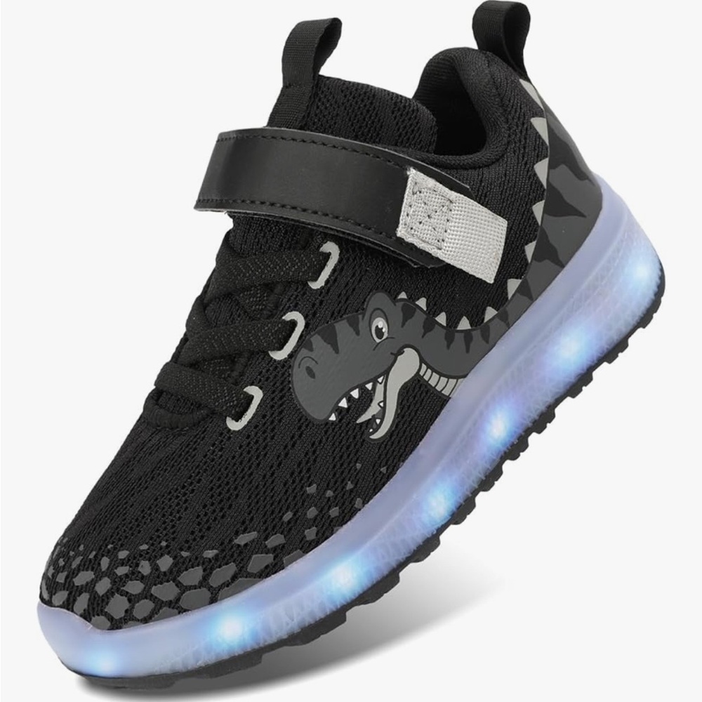 SOLD: Black Dinosaur Light-Up Sneakers for Kids